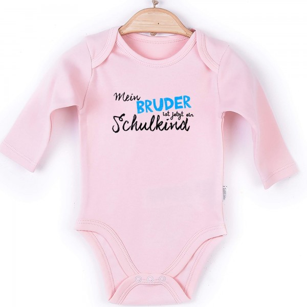 Baby Body Langarm rosa Bruder Schulkind