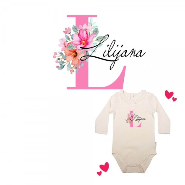 Baby Body langarm elegant Blume Name