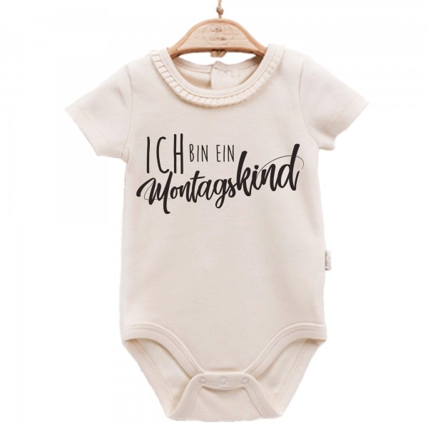 Baby Body kurzarm elegant Spruch Wochentagskind