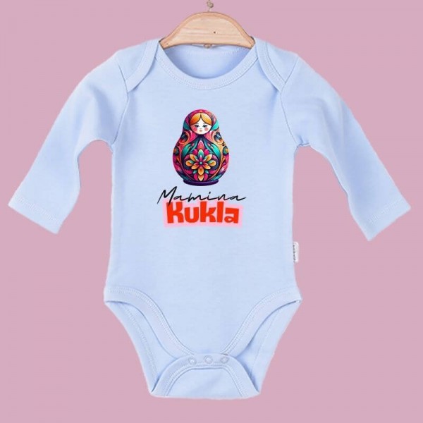 Matryoshka Baby Body Langarm blau Mamina Kukla