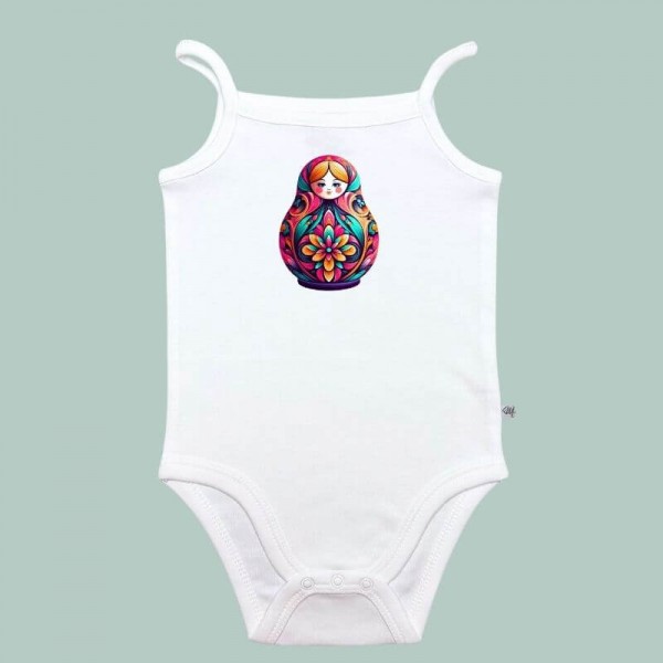 Matryoshka Baby Body weiß Spaghettiträger Klassisch