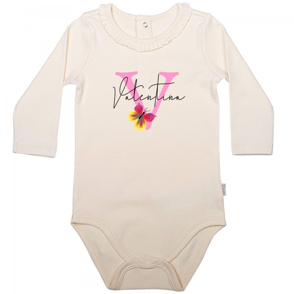 Baby Body Langarm elegant Name Schmetterling