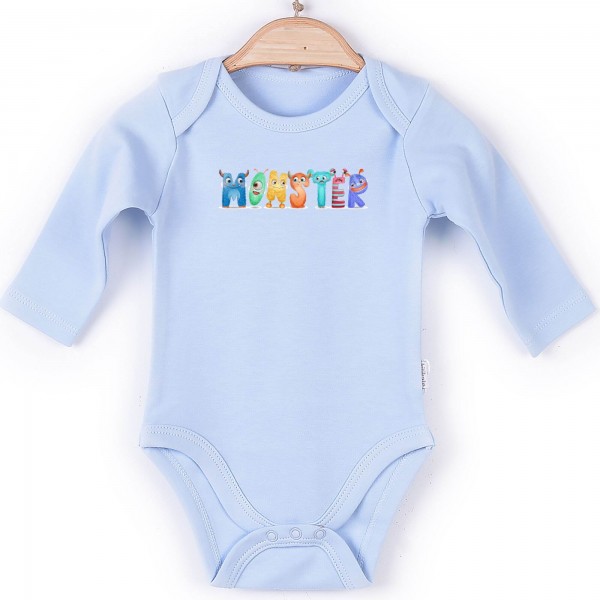 Baby Body Langarm blau Monster