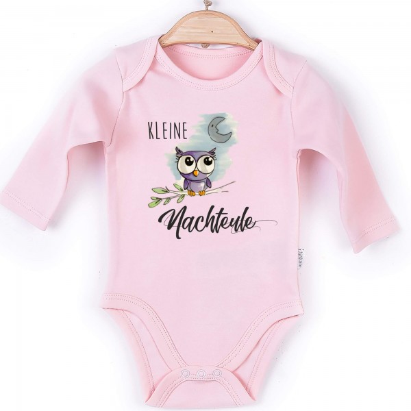 Baby Body Langarm rosa kleine Nachteule