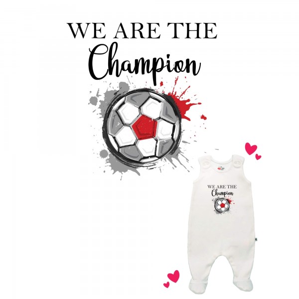 Strampler weiß mit Füßen We are the Champion England