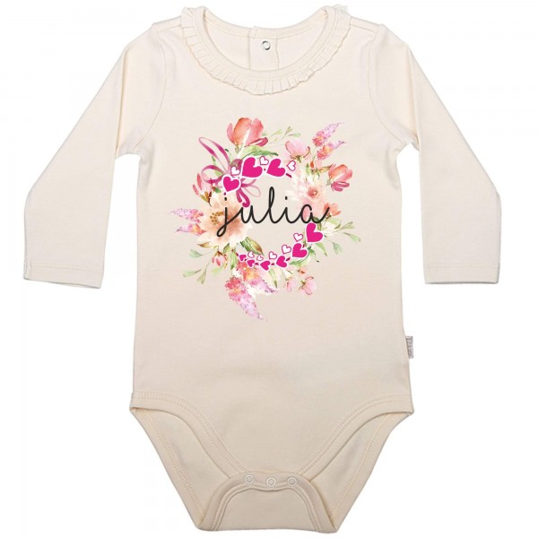 Baby Body Langarm elegant Blume Name