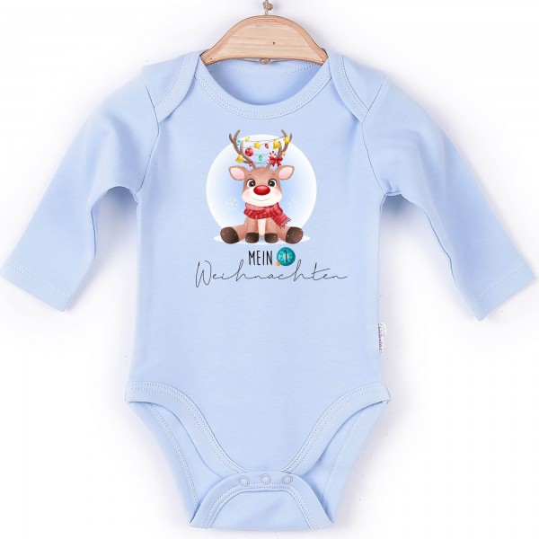 Baby Body Langarm blau Mein 1 Weihnachten