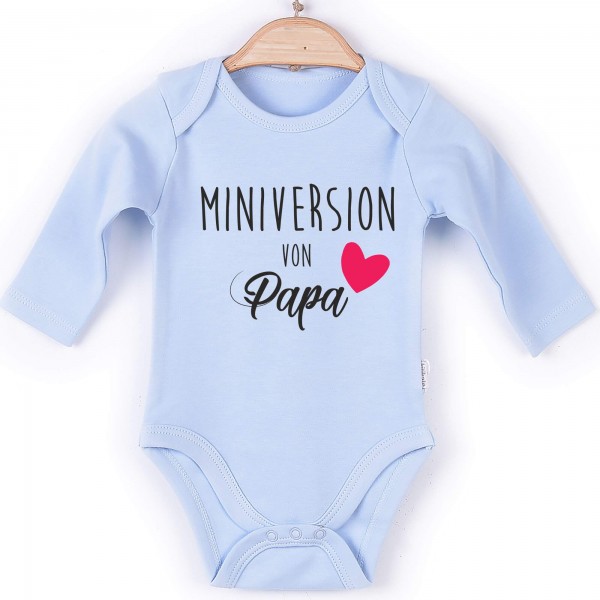 Baby Body Langarm blau Spruch Miniversion Papa