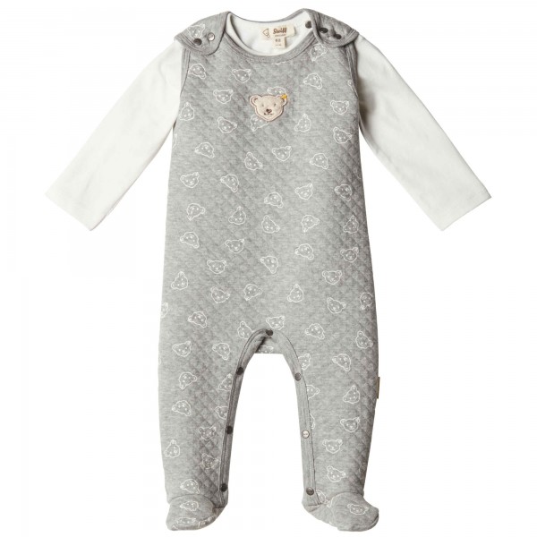 Steiff Strampler Set mit Langarmshirt Teddy grau