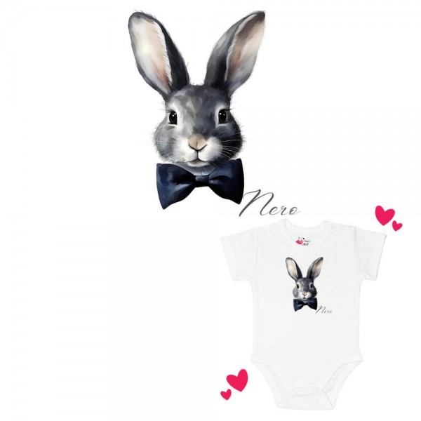 Baby Body kurzarm Black Bunny