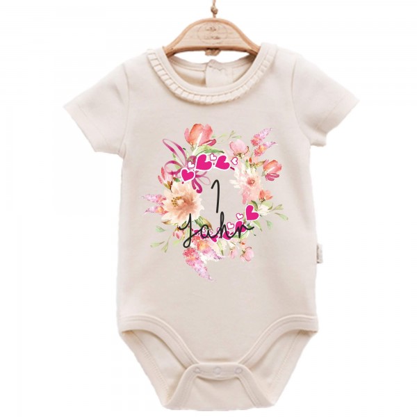 Baby Body kurzarm elegant Blume Jahr