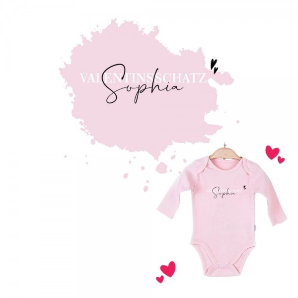 Baby Body langarm rosa Valentinsschatz Name