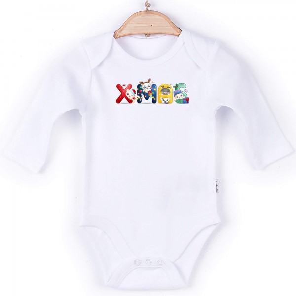 Baby Body Langarm weiß Xmas