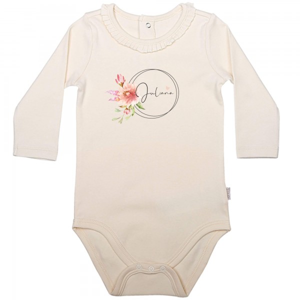 Baby Body Langarm elegant Name Blume Kreis