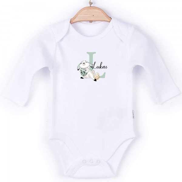 Baby Body Langarm weiß Osterhase Name