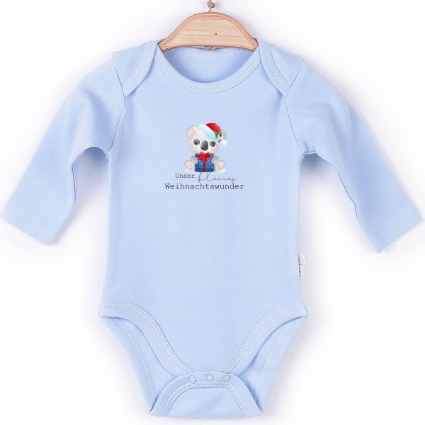 Baby Body Langarm blau Unser kleines Weihnachtswunder Koala