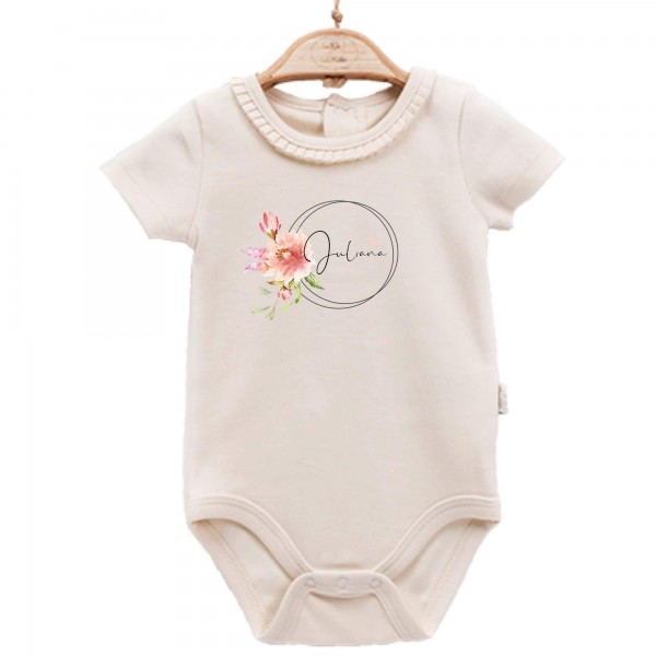 Baby Body kurzarm elegant Name Blume Kreis