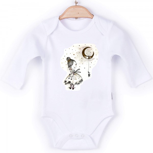 Baby Body Langarm weiß Prinzessin